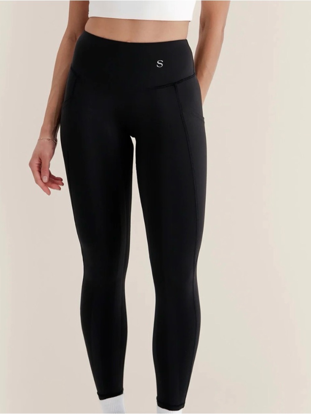 Skinnify 8 band resistance band Black Leggings with Pocket Detail